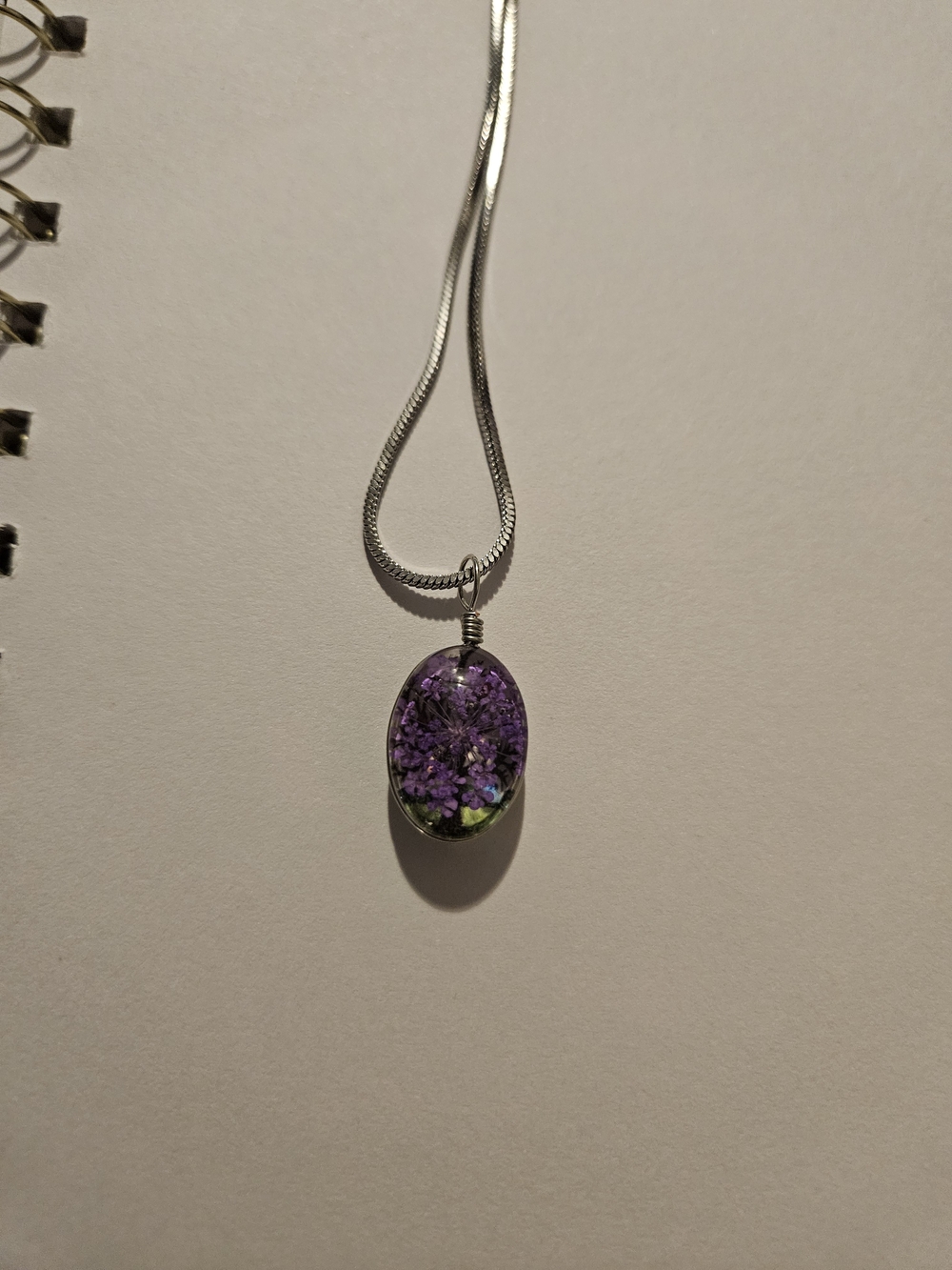 Purple Floral Resin Pendant Necklace - Women Jewelry